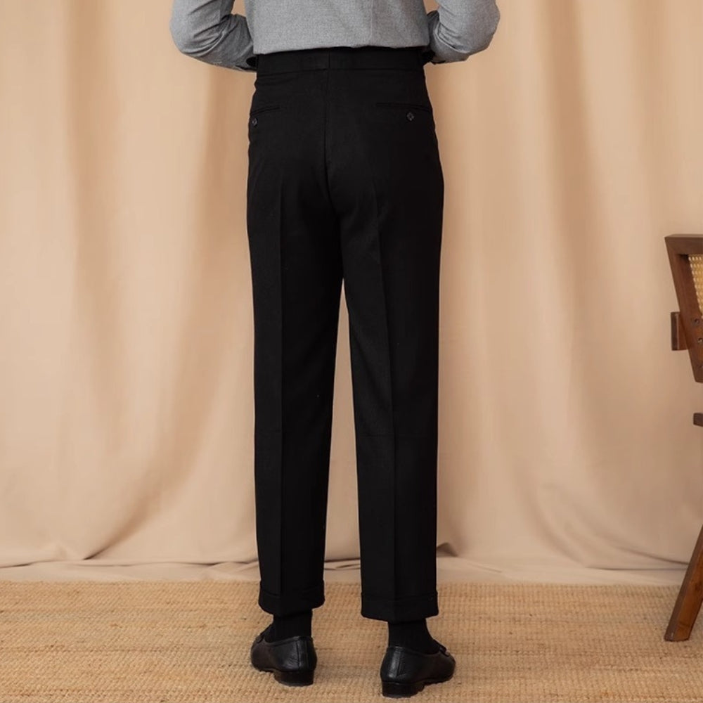 Burlane Adjustable Buckle High Waist Straight Suit Pants