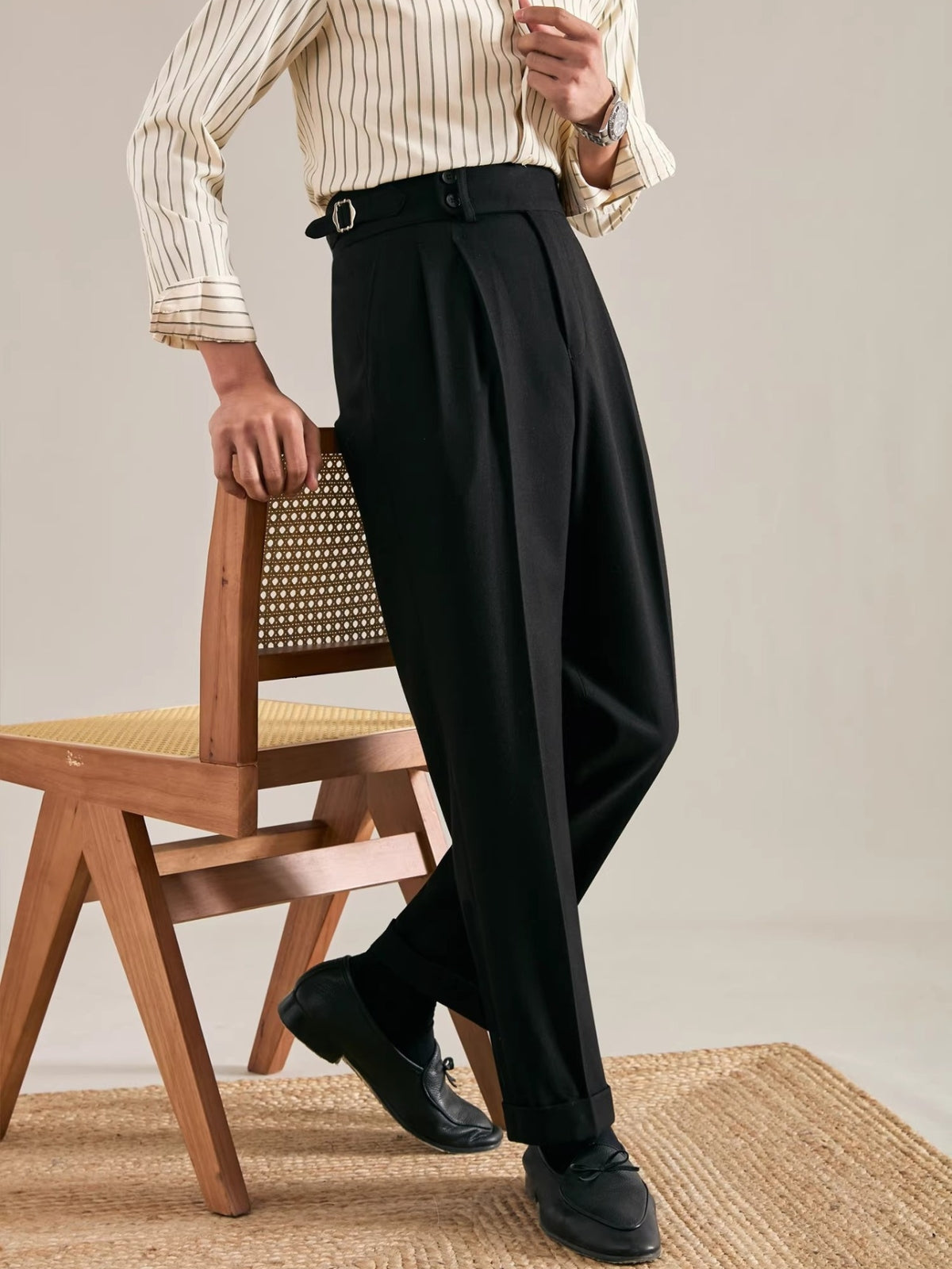 Burlane Straight Leg Italian Drape Trousers