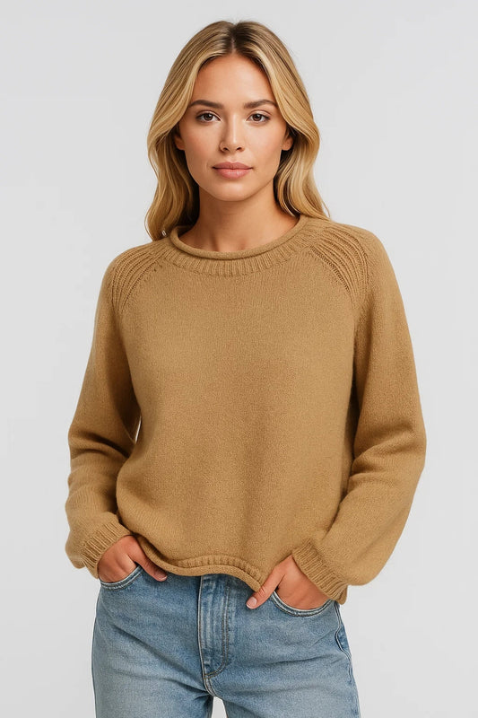 VESNA | SOFT ROUND-NECK KNIT SWEATER WITH SHOULDER DETAIL