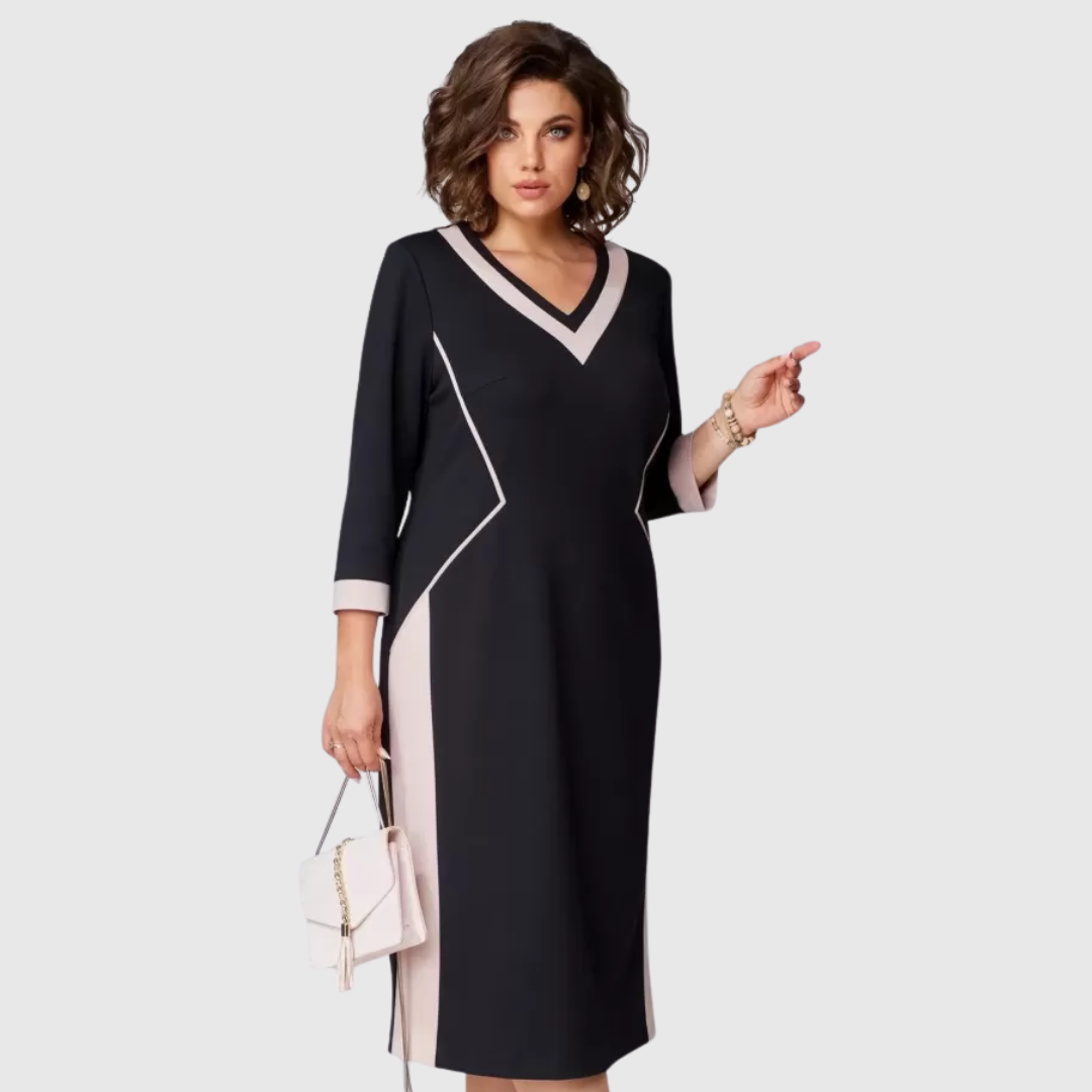 FENNA GRACE | ELEGANT V-NECK MIDI DRESS