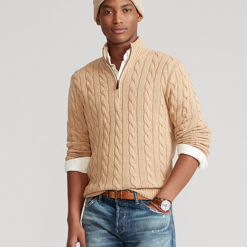 Burlane Half-zip Cable-knit sweater