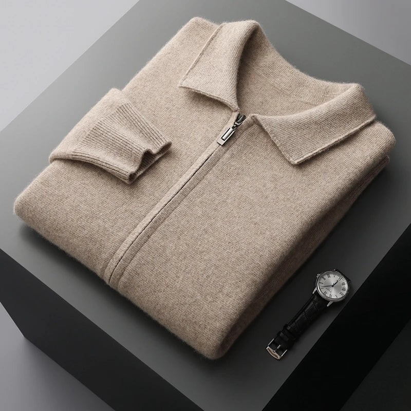 Burlane Men’s Cashmere Knitted Zip-Through Jacket