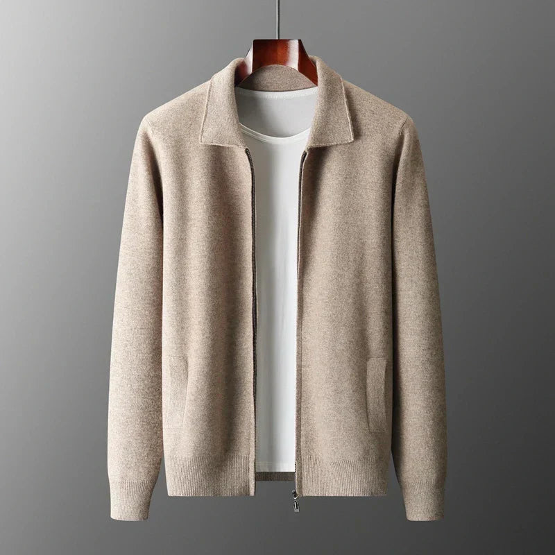 Burlane Men’s Cashmere Knitted Zip-Through Jacket