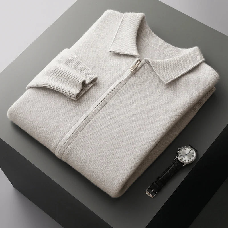 Burlane Men’s Cashmere Knitted Zip-Through Jacket
