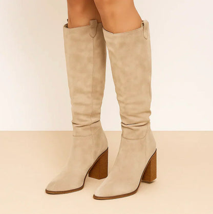 SUEVIRA™ | SUEDE BLOCK HEEL BOOTS
