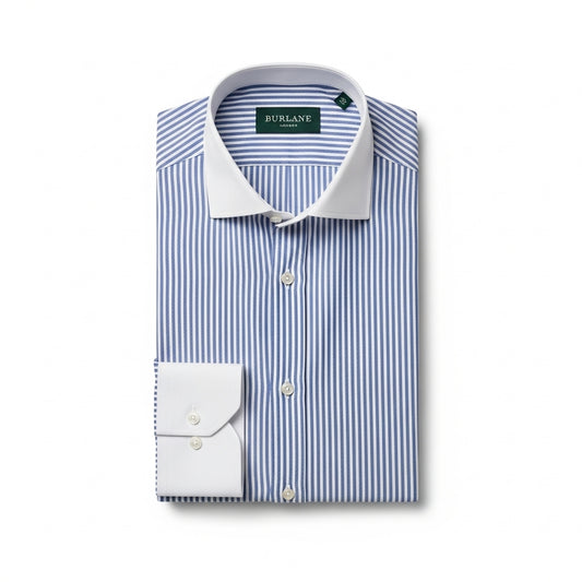 Burlane White & Blue Strips Shirt