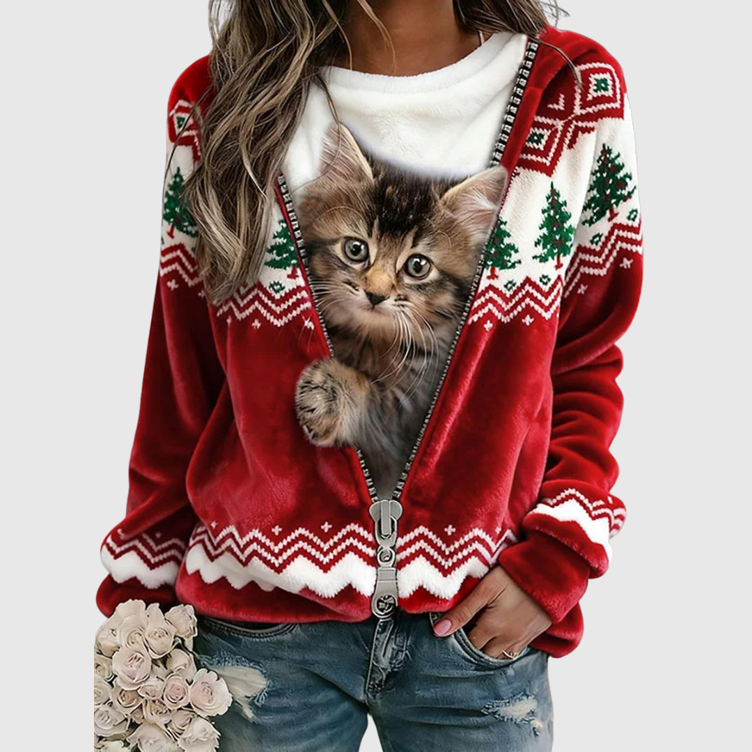 GINGERBREAD | RETRO CHRISTMAS ANIMAL ART PRINT COZY FLANNEL SWEATSHIRT