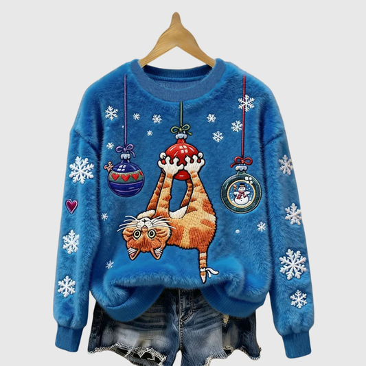 STELLA | CHRISTMAS CAT FLANNEL HOODIE