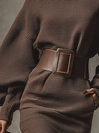 BLETHE WOMEN'S DARK BROWN VERSATILE MINI DRESS