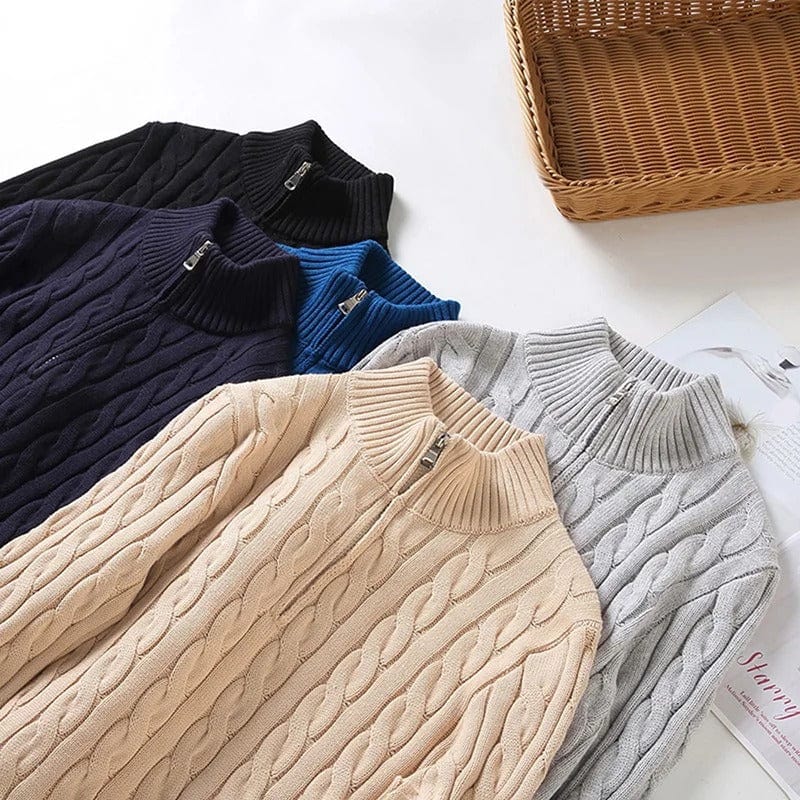 Burlane Half-zip Cable-knit sweater