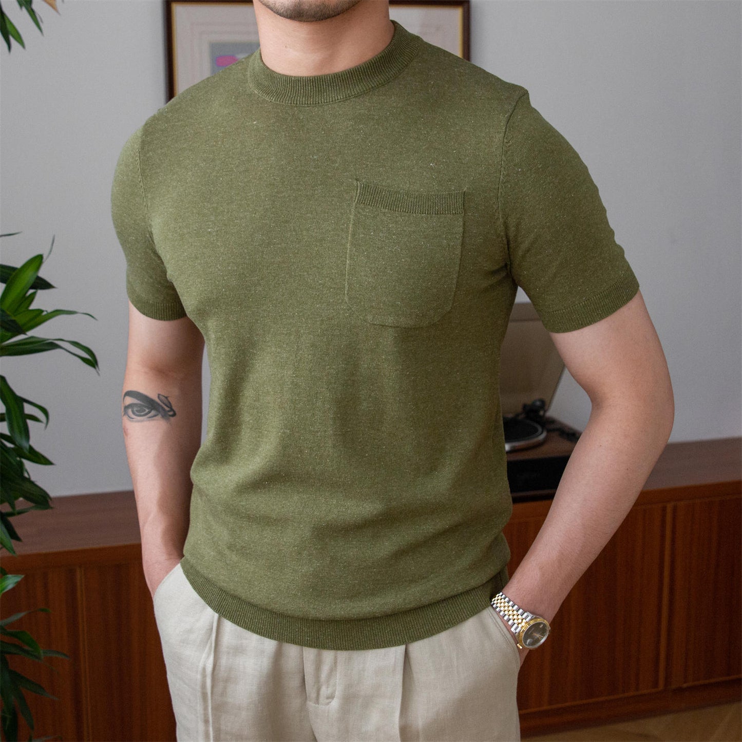 Burlane Knitted Linen Blend T-Shirt