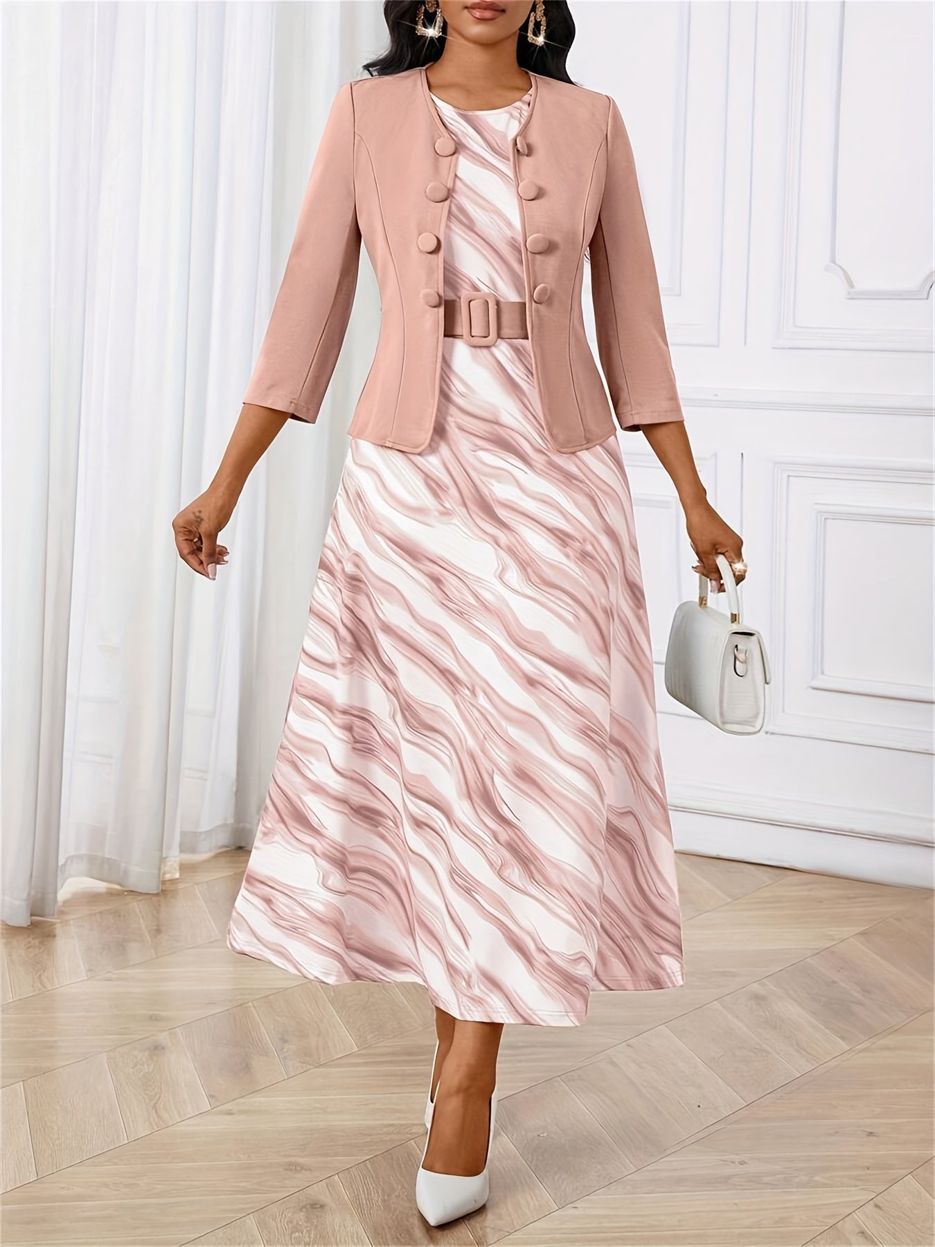 AMELIE LANE | PRINTED BELTED TWO-PIECE SET