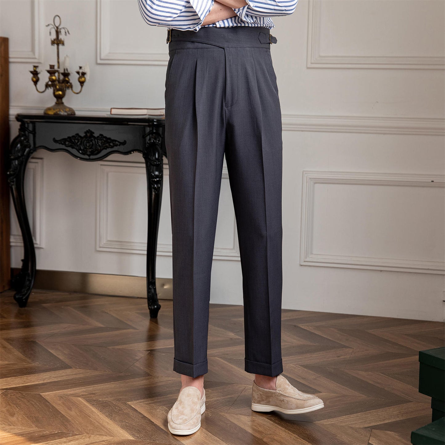 Burlane Straight Leg Pleated Trousers