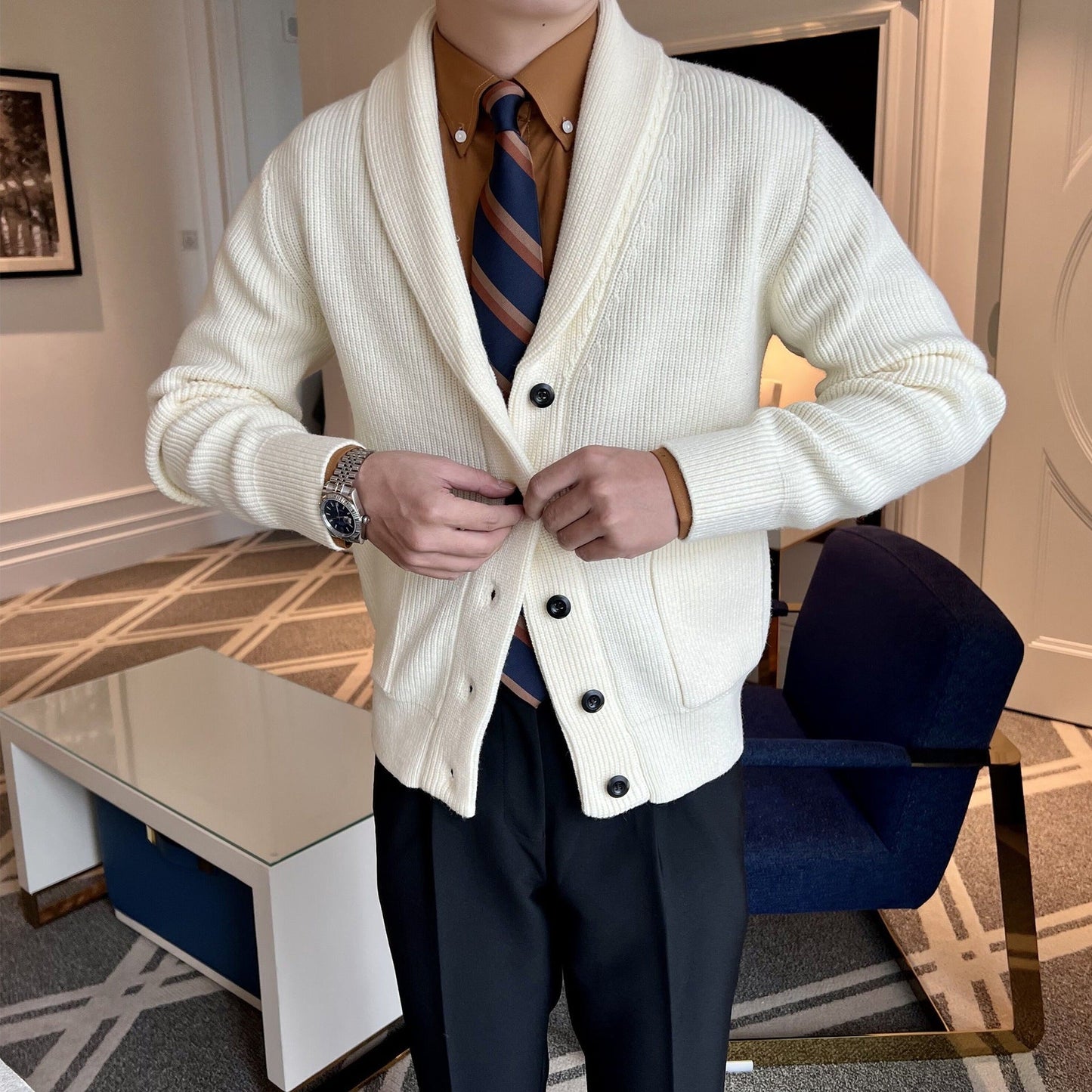 Burlane Knitted V-Neck Cardigan
